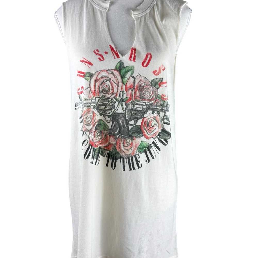 NWOT Daydreamer Guns N Roses Cream and Red Tank Size S
